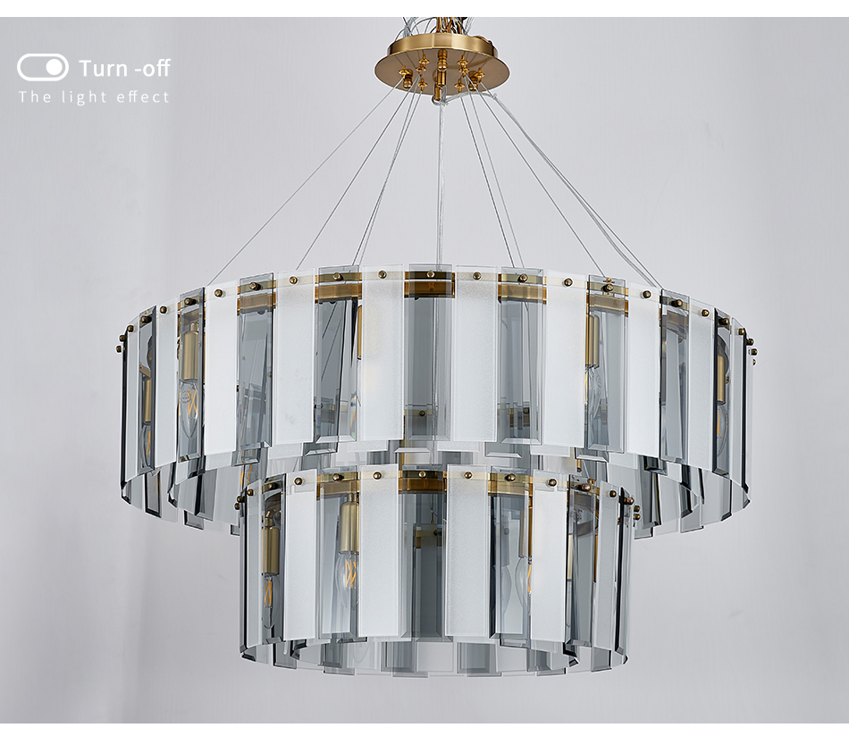 Living room home decor double layer led luxury crystal round chandelier lighting(WH-CY-228)