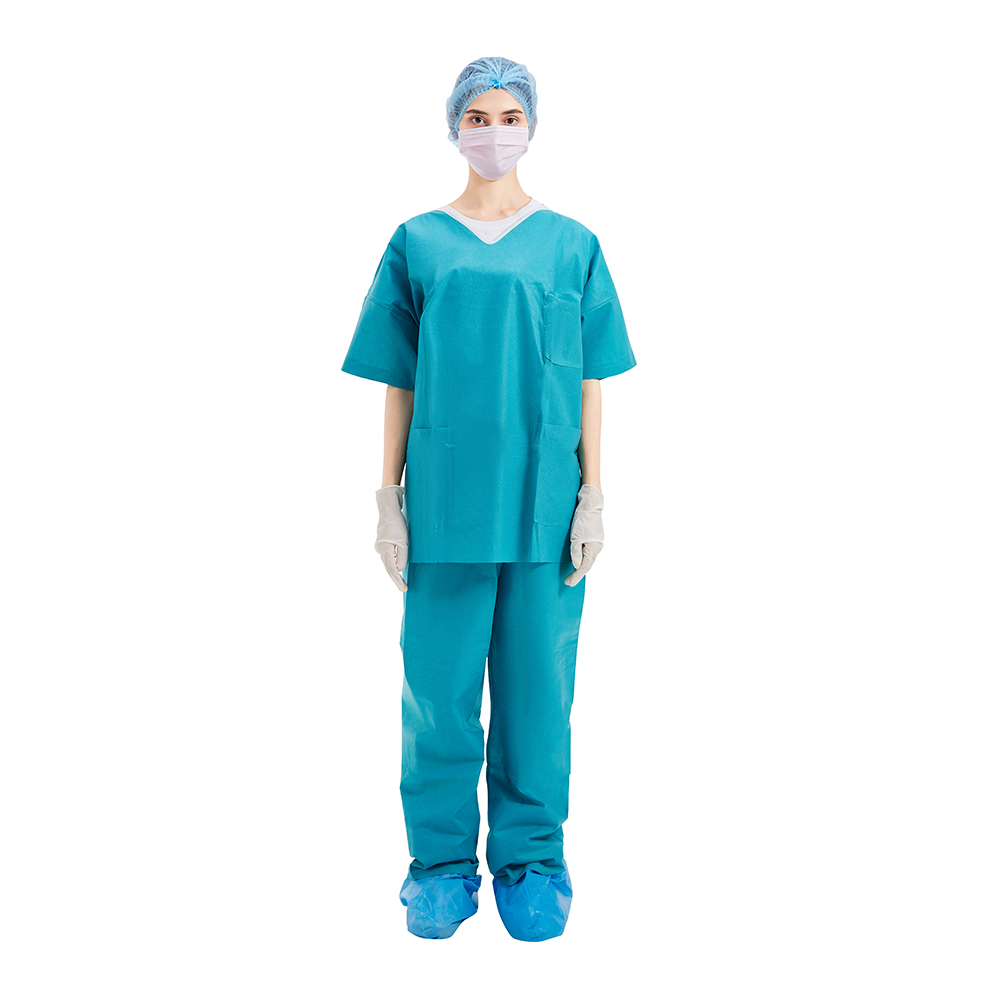 Food Industry Disposable Scrub Suits , 45gsm disposable hospital scrubs