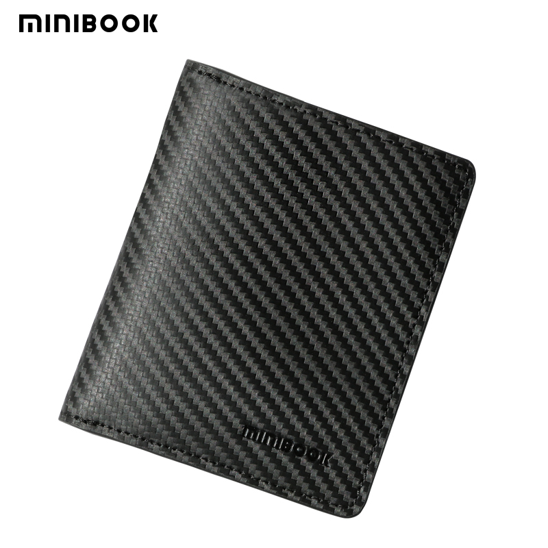 Customized Minibook Men's Wallets with Genuine Leather and Carbon Fiber Material