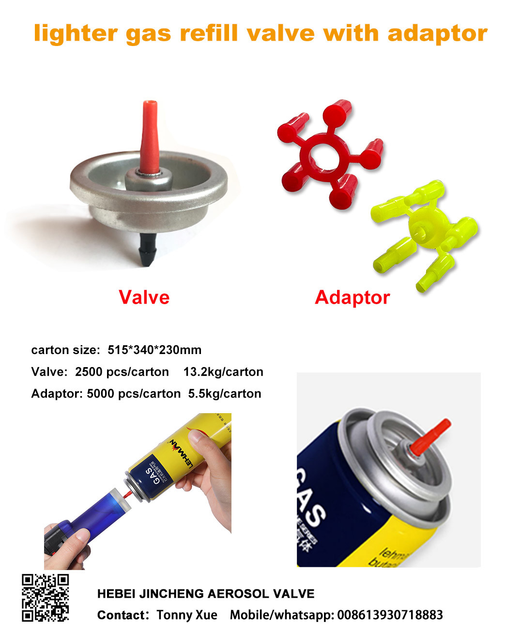 Metal Tinplate Gas Lighter Inlet Butane Refill Valve Alkali Resistance