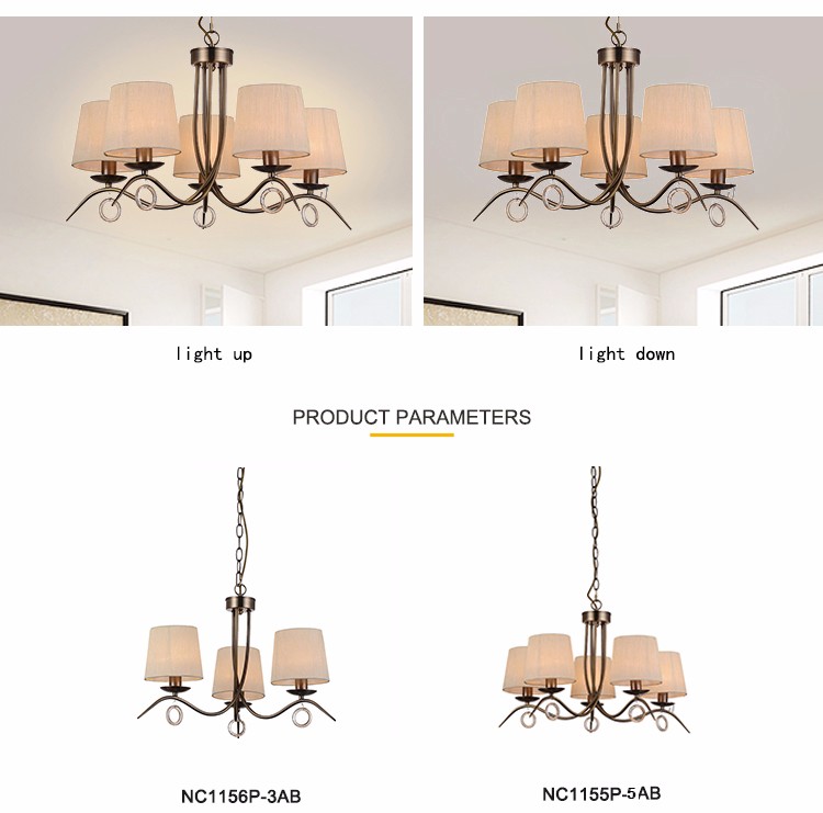 Modern metal chandeliers uk style with lampshahde Kitchen Dining room lighting (WH-MI-23)