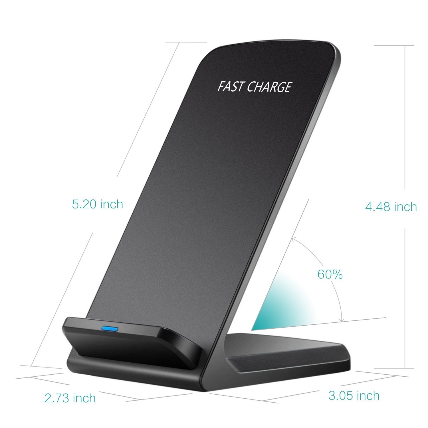 2018 Newest Universal Fast Wireless mobile phone Charger 2 Coils QI Charging Stand Pad for iPhone 8 and Andriod