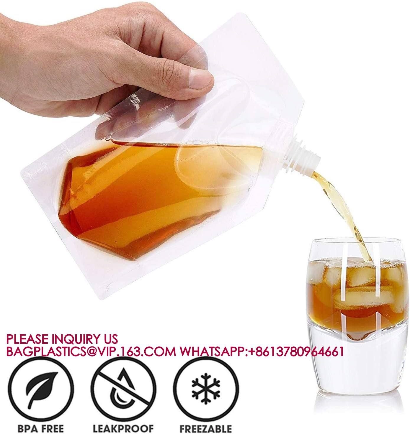 1 Gallon Water Containers, 10 Drink Bags Collapsible Pouch, Includes Tamper-Evident Caps