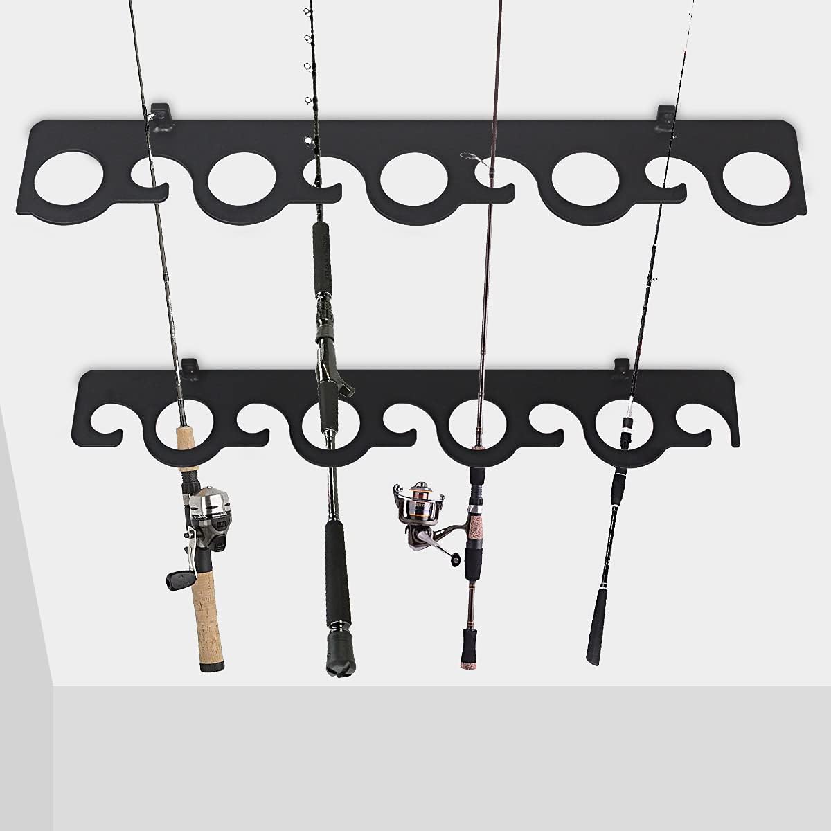 Wall and Ceiling Rod Fishing Pole Storage Rack for Garage Storage Bracket Wall Mount