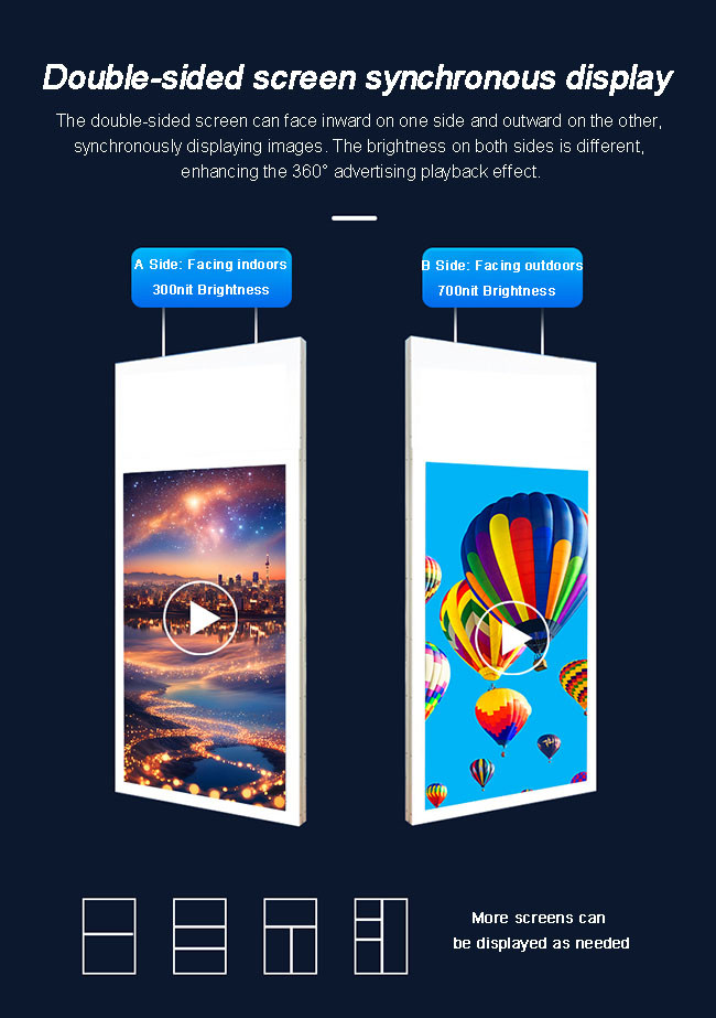 3000 Nit High Brightness Monitors Hanging Advertising Digital Signage Facing Window Lcd Screen Display