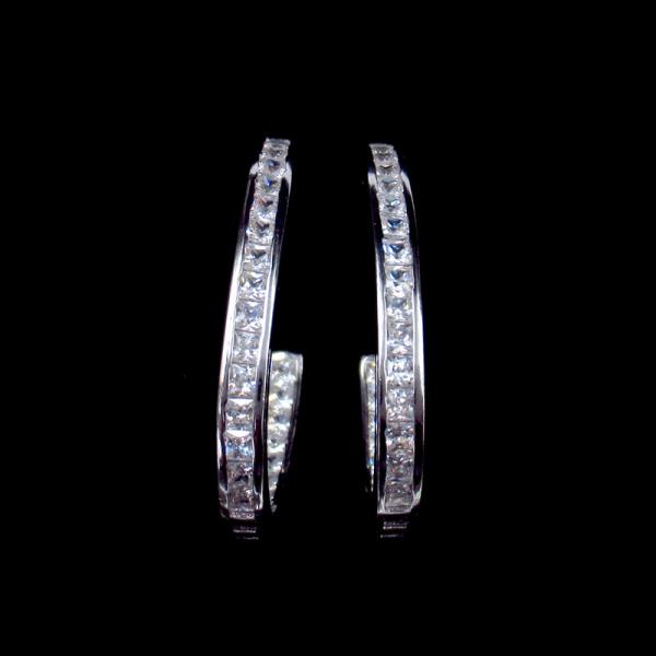 Luxurious Extravagant big hoop earrings With Zircon Stone / Silver Wedding