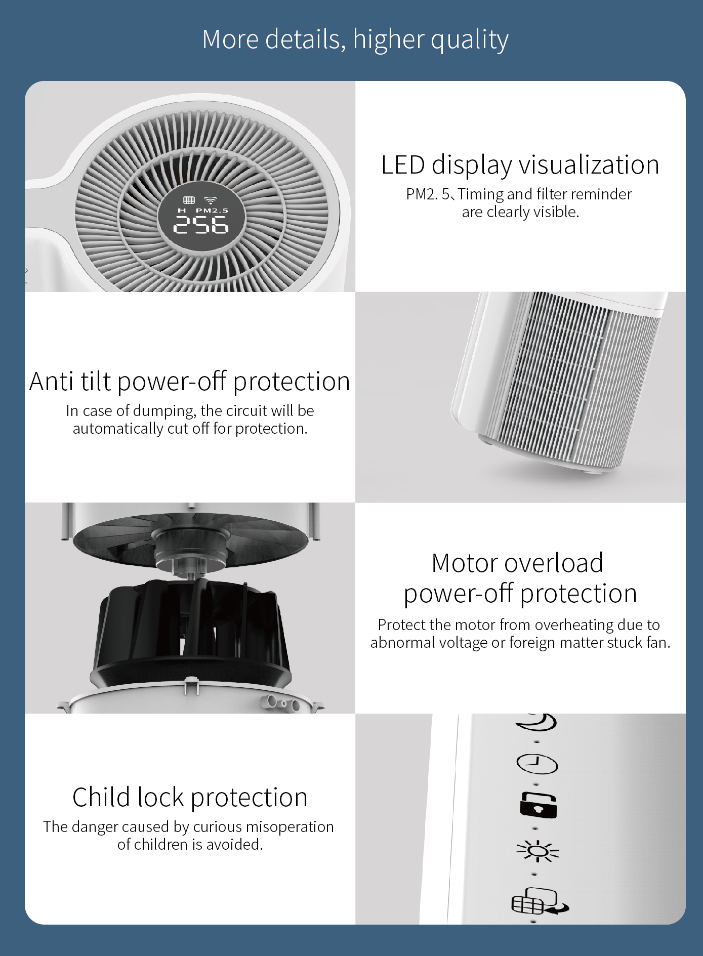 Homefish H12 HEPA Filter Mini Air Purifier Deep Sterilization 326m3/H