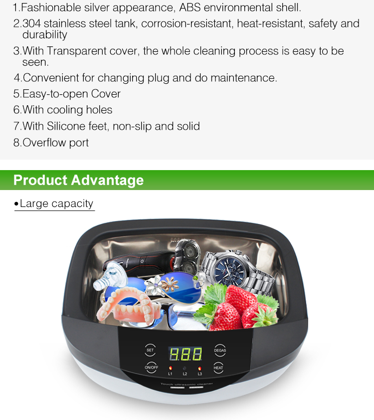 Touch Key 250*150*80mm Digital Ultrasonic Cleaner