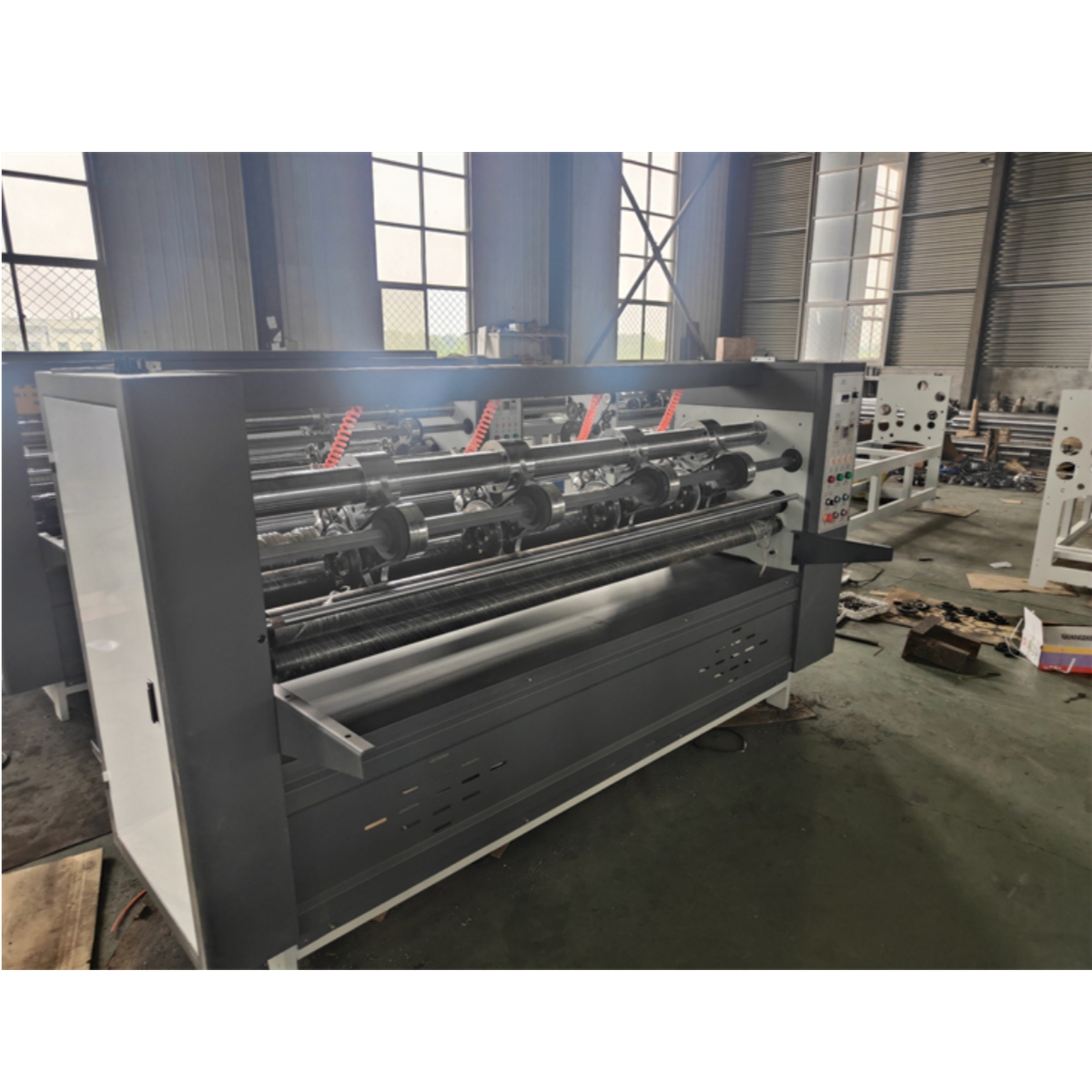 Corrugated Cardboard Thin Blade Slitting Machine with Plastic Film Packaging Material