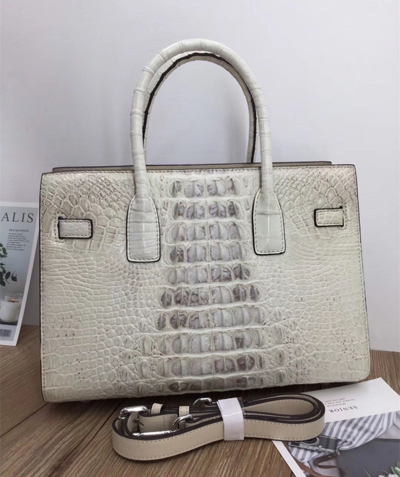 Exotic Genuine Alligator Skin Women Working Totes Large Shoulder Bag Authentic Crocodile Leather Lady Top-handle Handbag