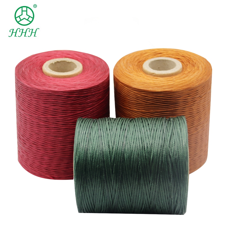 High Tenacity 100% Polyester Yarn Flat Waxed Braided Thread 0.8mm 1mm Waterproof Black