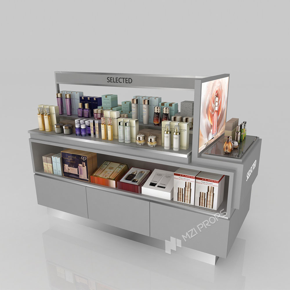 GDR06-CMM07 Retail Display Stand with 80mm Double-Sided Soft Film Light Box and LED Strips for Luxury Retail