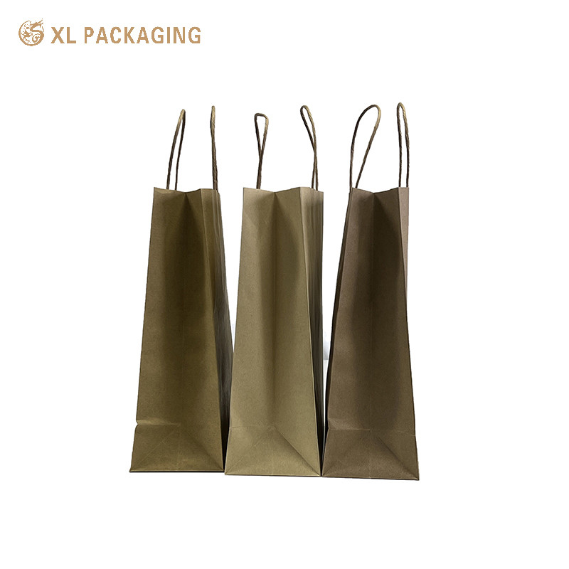 Custom Printed Recycled Kraft Paper Shopping Bag Boutique Style With Your Own Logo