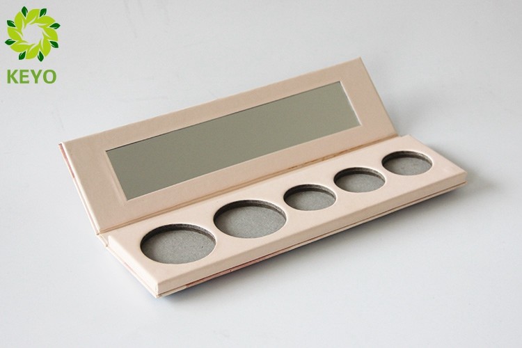 Customized 5 Pans Paper Empty Magnetic Eyeshadow Palette With Mirror