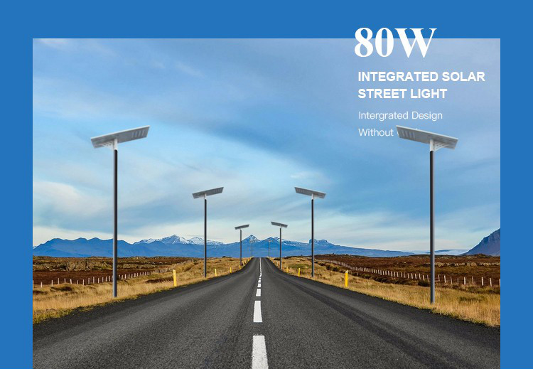 Smart motion sensor outdoor waterproof IP65 integrated all in one led solar street light 8w 15w 20w 30w 40w 80w