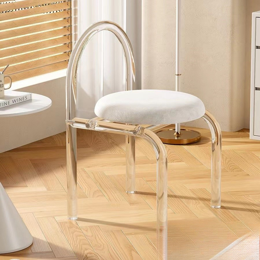 Stylish Assembled Acrylic Transparent Makeup Chair for Bedroom, Balcony, and Dining Use