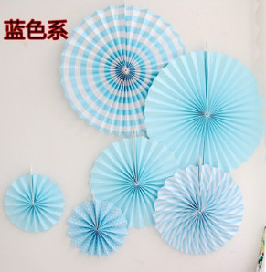 Festive festive supplies paper fan flower set home party wedding decoration decoration 6 sets of paper fan flowers.