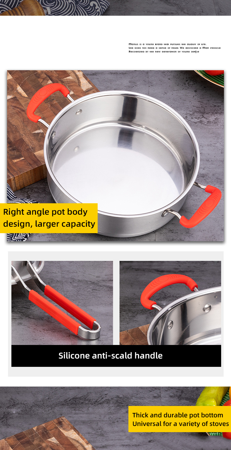 New Arrival Kitchen Cooking Pot Set Stainless Steel Soup Pot Set Cooking Cookware Set