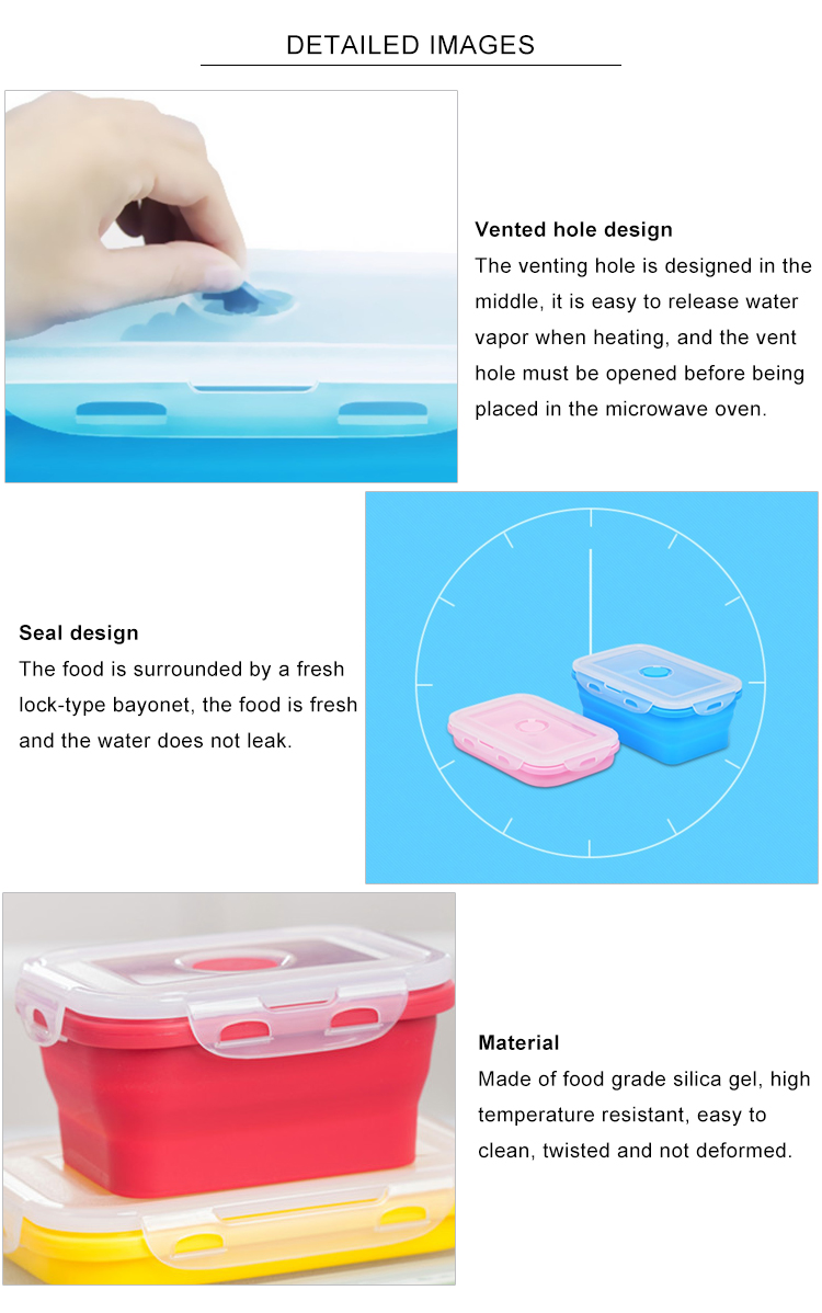 OEM Microwave Safe 1200ML Collapsible Foldable Lunch Box
