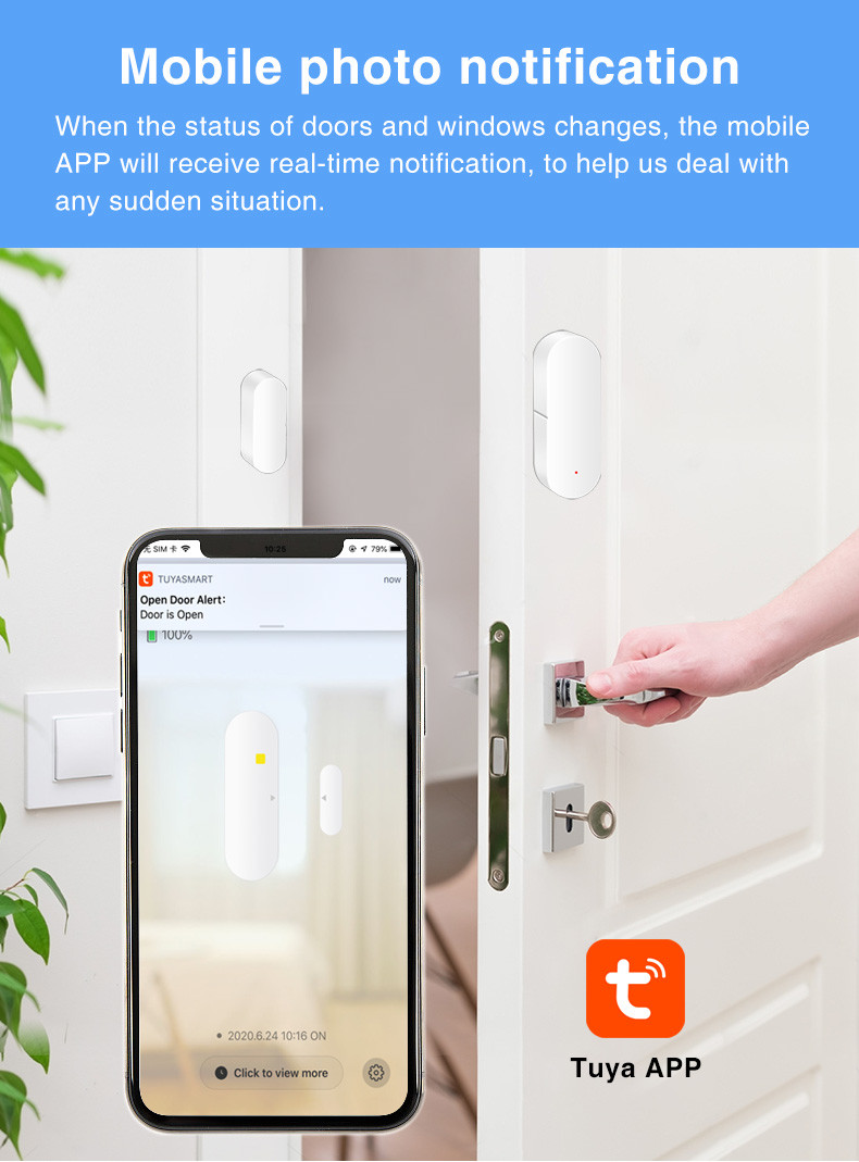 Zigbee Tuya Smart Door And Window Sensor Through App Remote Control Support Voice Control Alexa Google Assistant