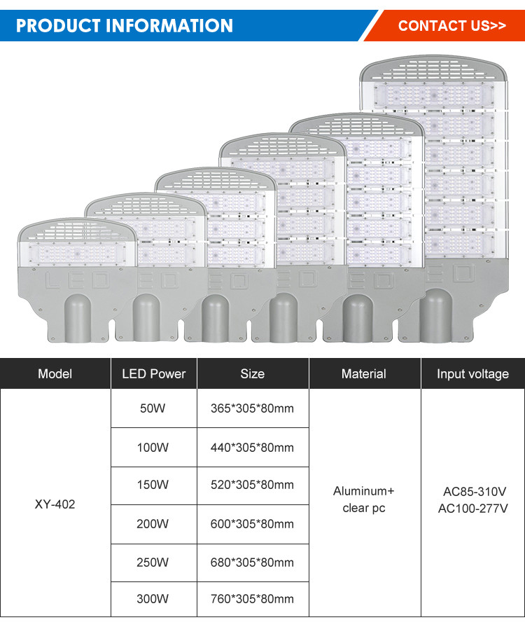 Aluminum Alloy PC LensOutdoor waterproof LED Street Light 50W 100W 150W