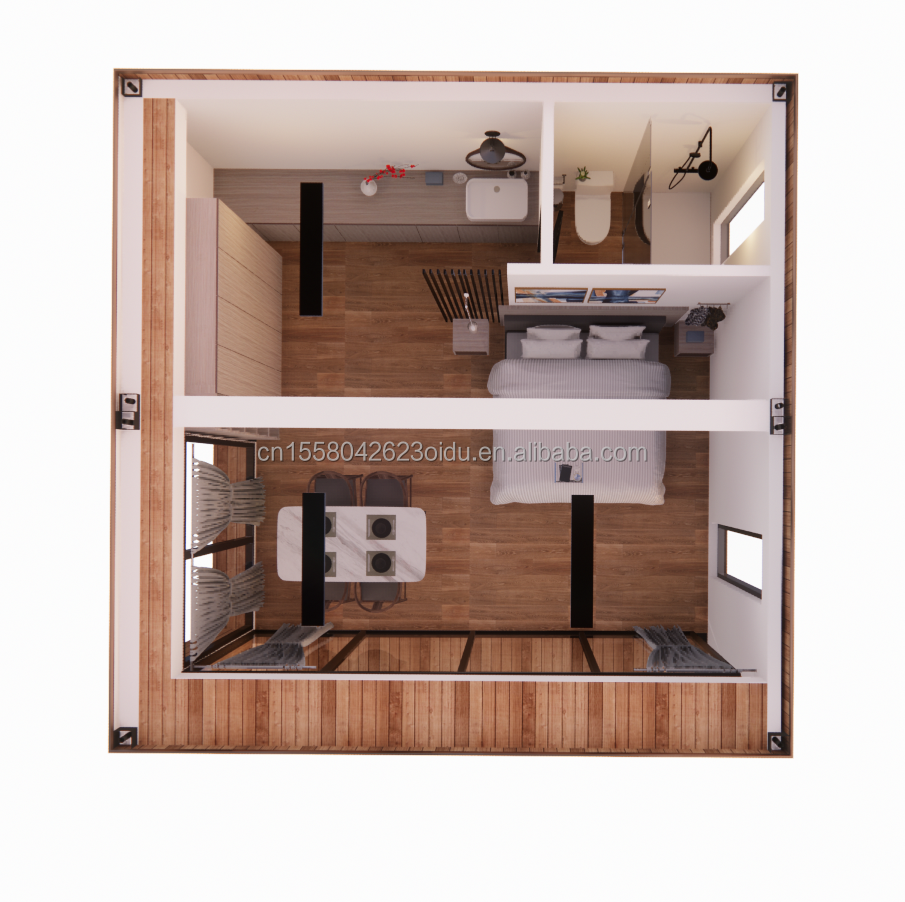 Fast Construction Prefab Container House with Galvanized Steel Square Tubes and 50/75/100mm Wave Sandwich Panel