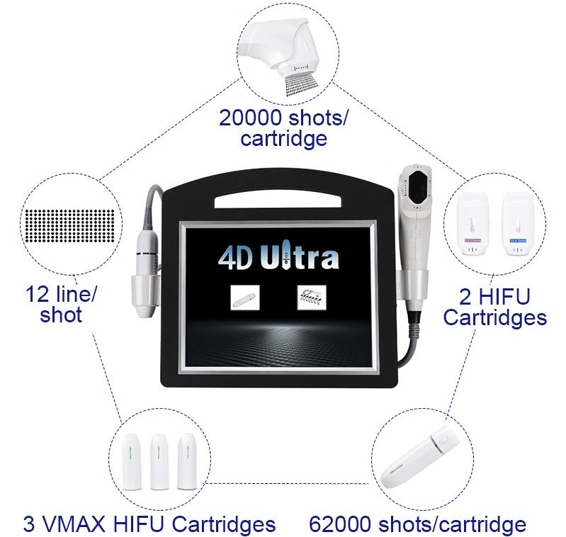 200w 4d Hifu Ultrasound Facelift Machine 2pcs Handles