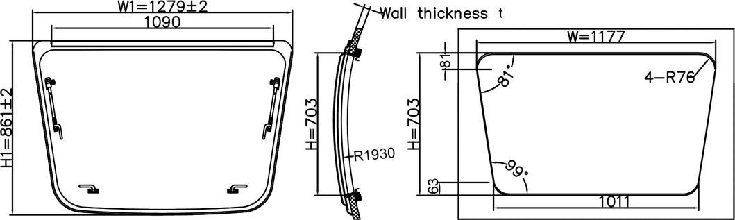 Self-Propelled/Trailer Rvs Fw1 Single Front Window for RV Truck Camper Motorhomes DIY