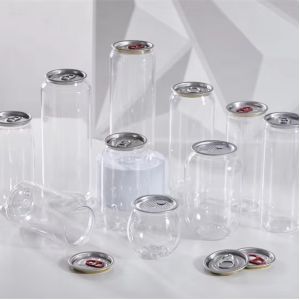 China 100 Recyclable Clear Pet Beverage Bottles Energy Drinks Plastic Cans on sale