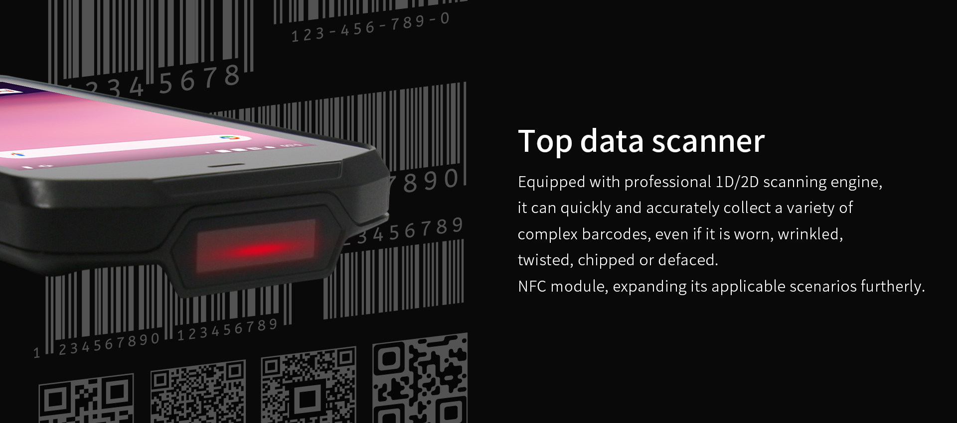 1D/2D Barcode Scanner NFC IP65 Android 9 Rugged Handheld PDA with Octa-core Processor