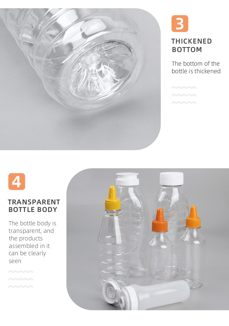 PET Plastic Squeeze Sauce Bottles With Lid Flip Top Food Grade
