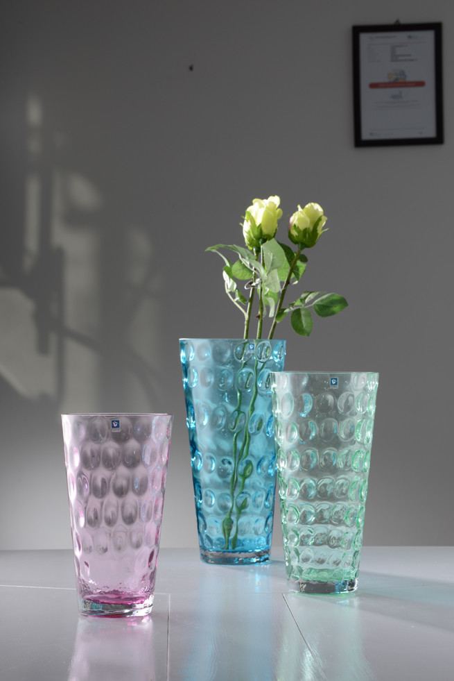 Handmade White Glass Vase With Dot For Home Decor