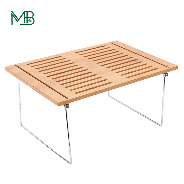 Natural Bamboo Free Standing Shelf Stackable Kitchen Cabinet Organizer