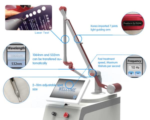 2018 best 1064/532nm Q Switch ND Yag Laser Tattoo Removal Machine with fda