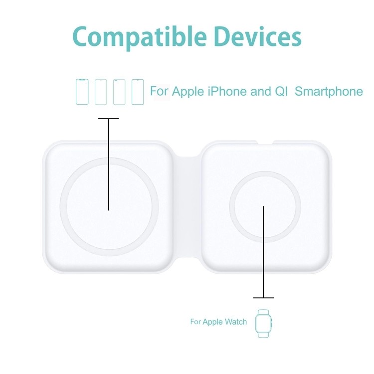 15W Dual Magsafe Magnetic Wireless Charger Folding For IPhone 12 IWatch