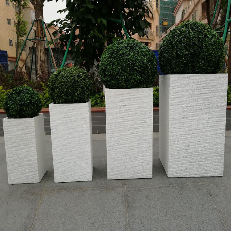 Indoor Outdoor Fiber Clay Flower Pot Light Weight Fibre Clay Plant Box For Garden