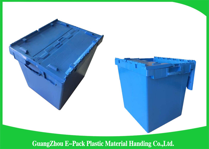 170L100% New Pp Heavy Duty Storage Bins , Plastic Box With Hinged Lid Space Saving