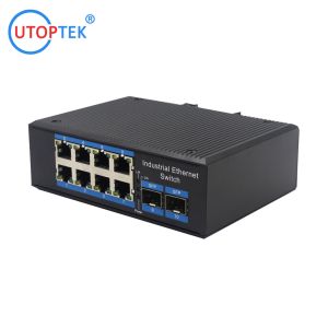 8port 10/100/1000Base-T to 2x1000M-Fx industrial Unmanaged SFP Ethernet switch