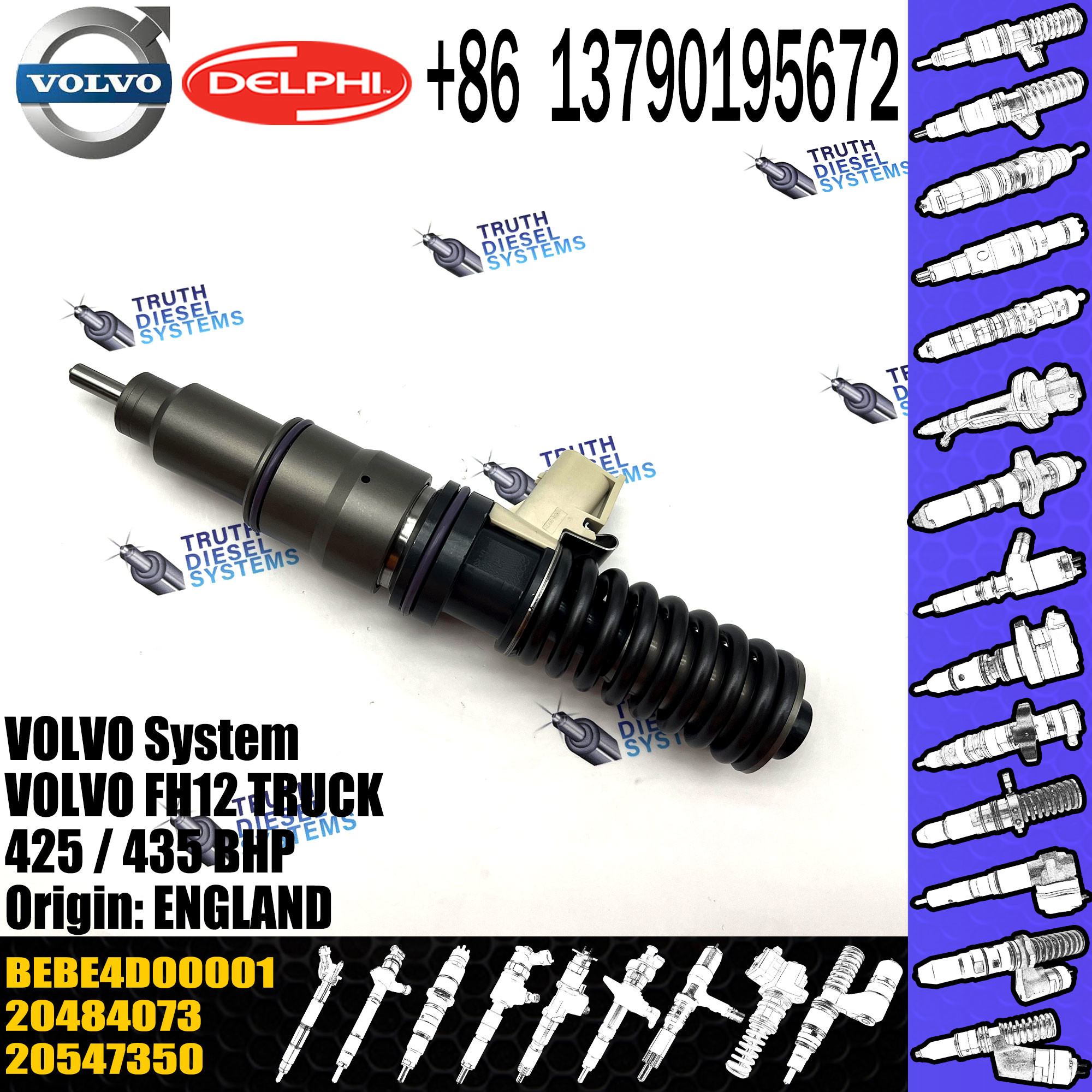 High Quality Diesel Fuel Injector 20547350 20484073 BEBE4D00001 For VOL FH12 TRUCK 425 / 435 BHP