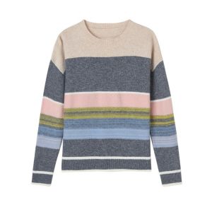 China O Neck Striped Bespoke Sweaters Unisex Long Sleeve Knitted Pullover on sale