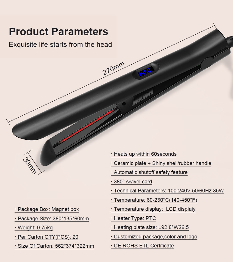 Ceramic Tourmaline Titanium Dual Voltage Infrared Flat Iron 2 In 1 Straightener