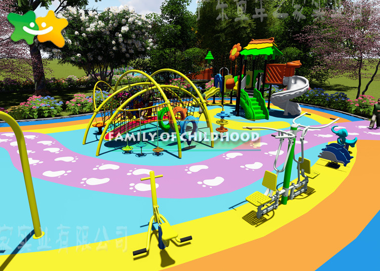 Kindergarten Plastic Kids Outdoor Playground Equipment Eco Friendly Non Toxic Material