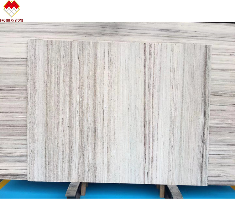Wooden Veins White Marble Staircase LED Customized Size Step Tiles for Straight Stair