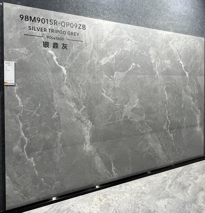 Retro Stunning 900x1800x9mm Grey Marble Look W.A 0.5% Outdoor Floor Glazed Polished Porcelain Tile For Bathroom