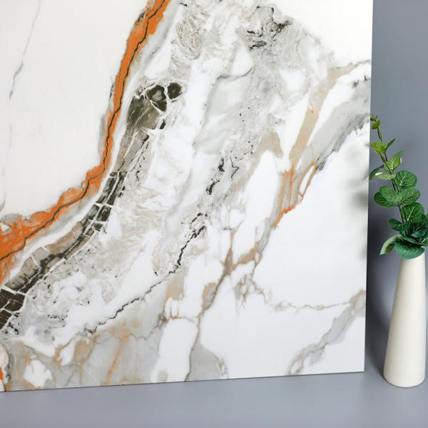 Calacatta White Gold Veins Marble Porcelain Slab Tile Sintered Stone 600x1200mm