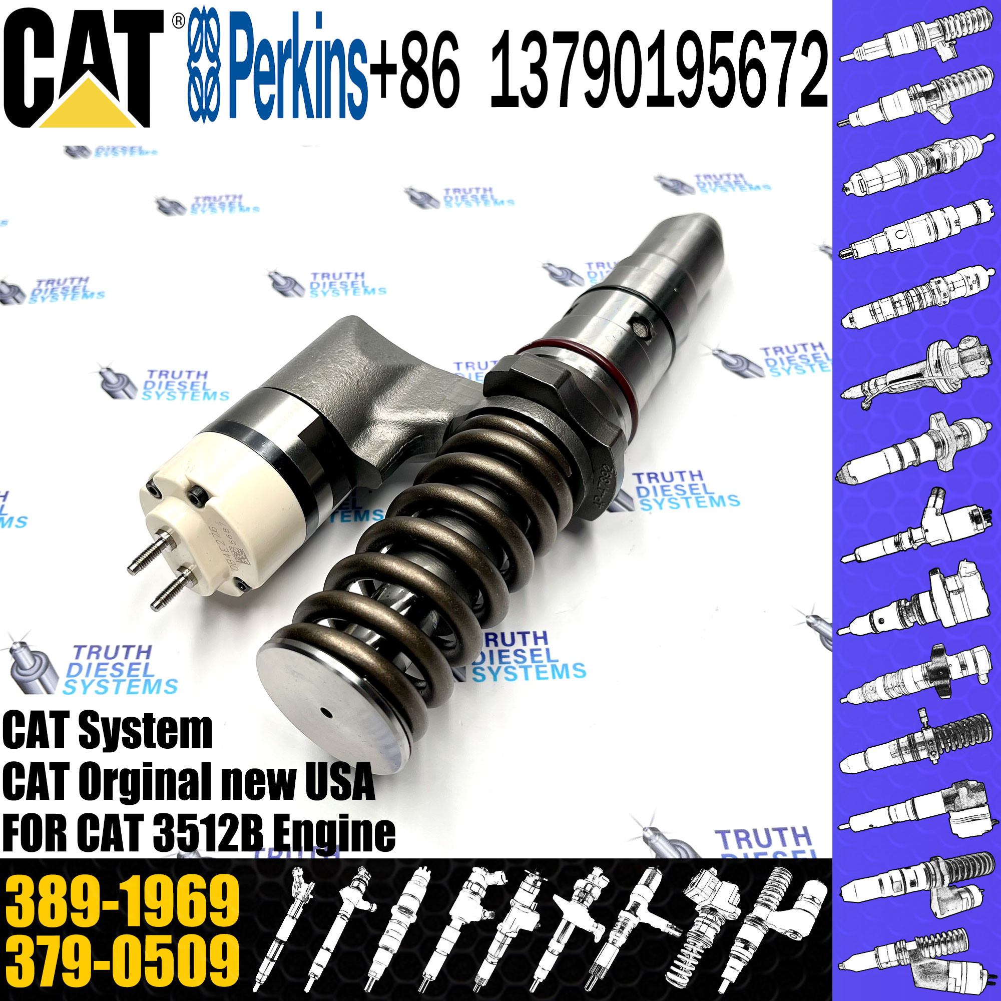 Diesel Fuel Injector 250-1302 389-1969 10R-1303 386-1754 10R-3255 386-1758 392-0208 386-1760 20R-127 For 3512B Excavator