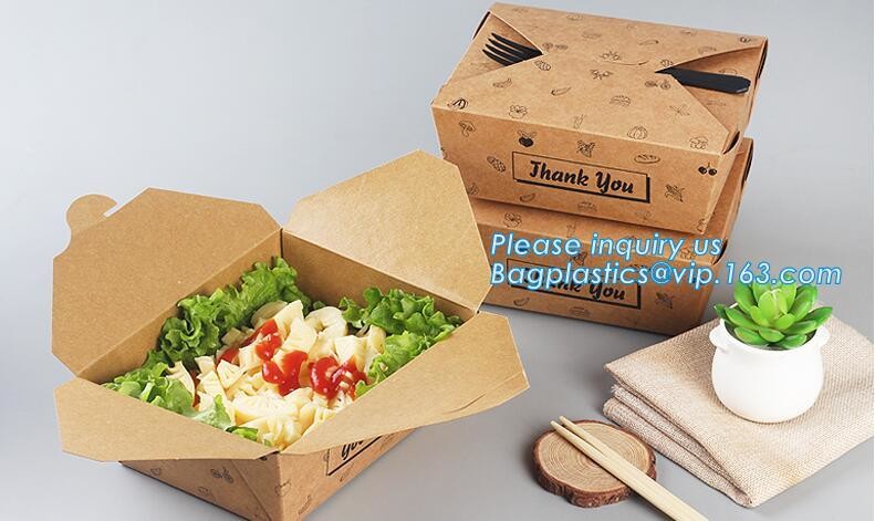 Cheap Cardboard foldable kraft paper lunch box with window,Lunch noodle fast food kraft paper box by customized logo pri