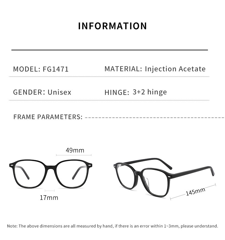 Square Optic Eye Women Men Round Acetate Glasses Oversized Eyeglasses Frames