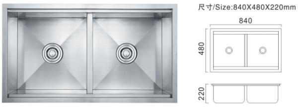 High Durability Double Bowls Kitchen Sinks 430mm Stainless Steel Kitchen Sinks