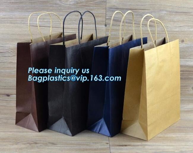 Flower carrier bag with different color customized pot plants kraft paper bag with handle,stamping logo fancy paper flow